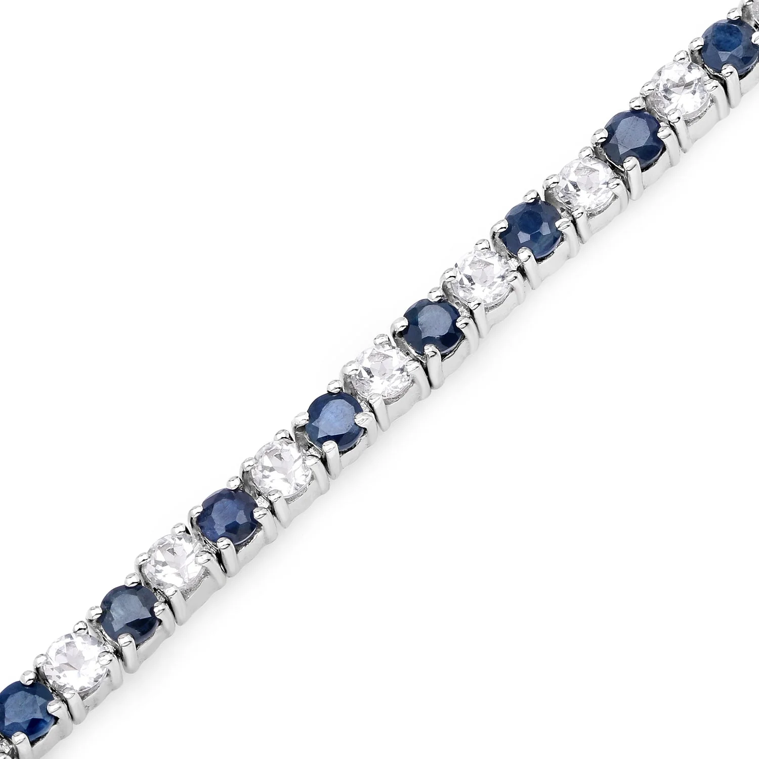 6.87 ct. t.w. Blue Sapphire and White Topaz Bracelet in Sterling Silver - Image 5
