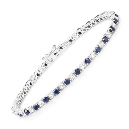 6.87 ct. t.w. Blue Sapphire and White Topaz Bracelet in Sterling Silver - Image 7