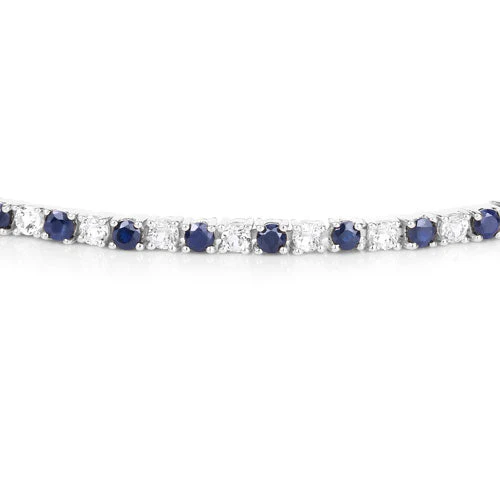 6.87 ct. t.w. Blue Sapphire and White Topaz Bracelet in Sterling Silver - Image 9