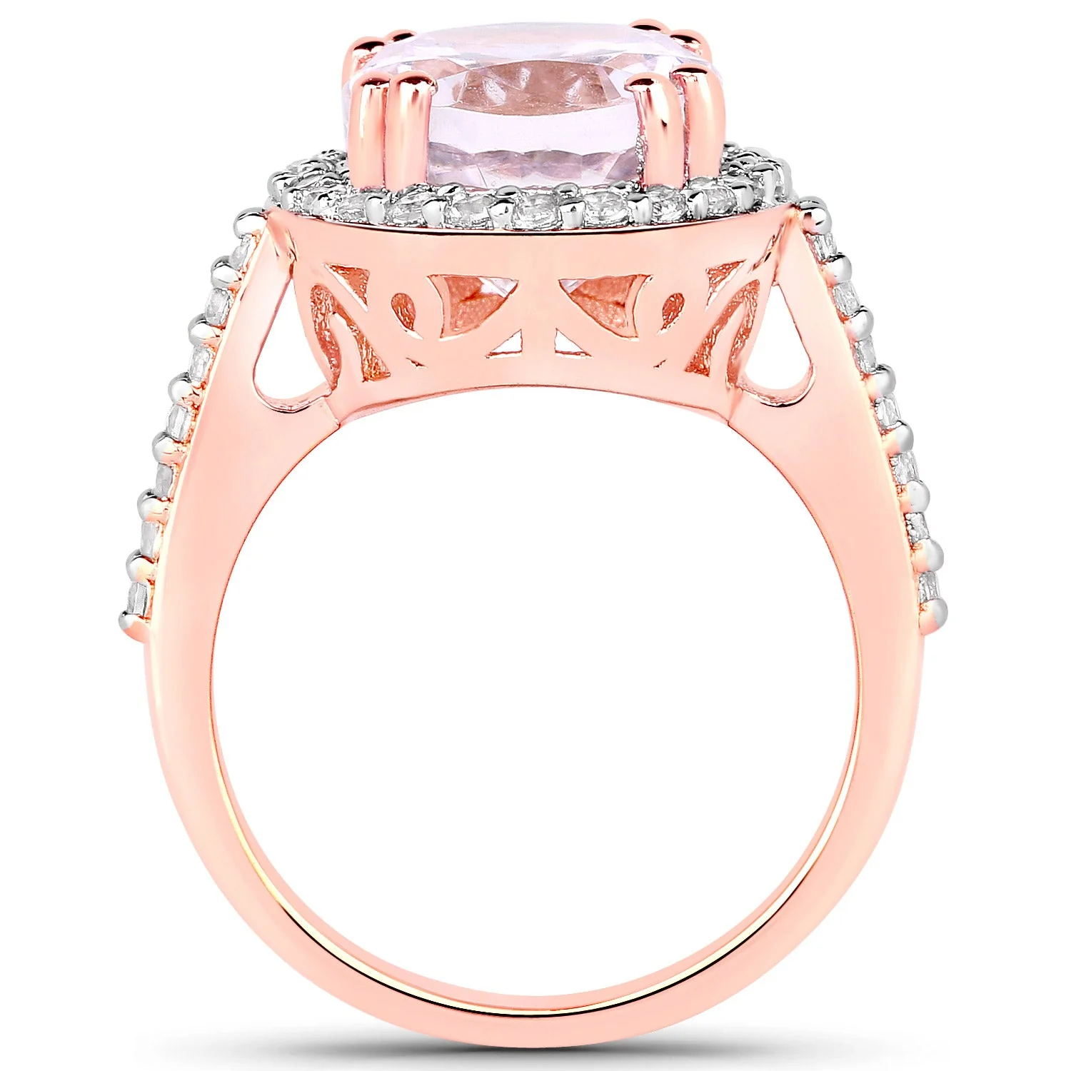 6.94 Carat Genuine Kunzite and White Topaz .925 Sterling Silver Ring - Image 3