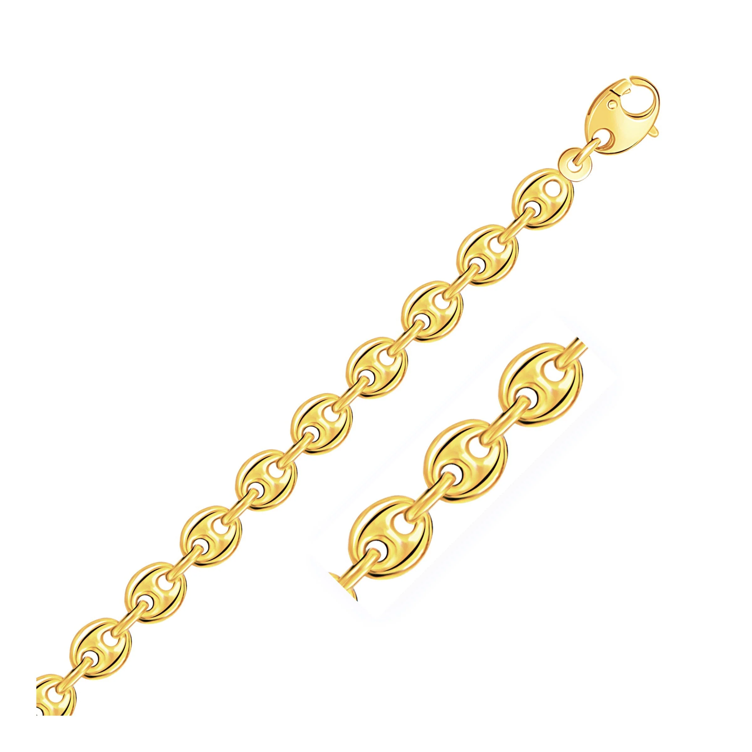 6.9mm 14k Yellow Gold Puffed Mariner Link Chain - Image 5