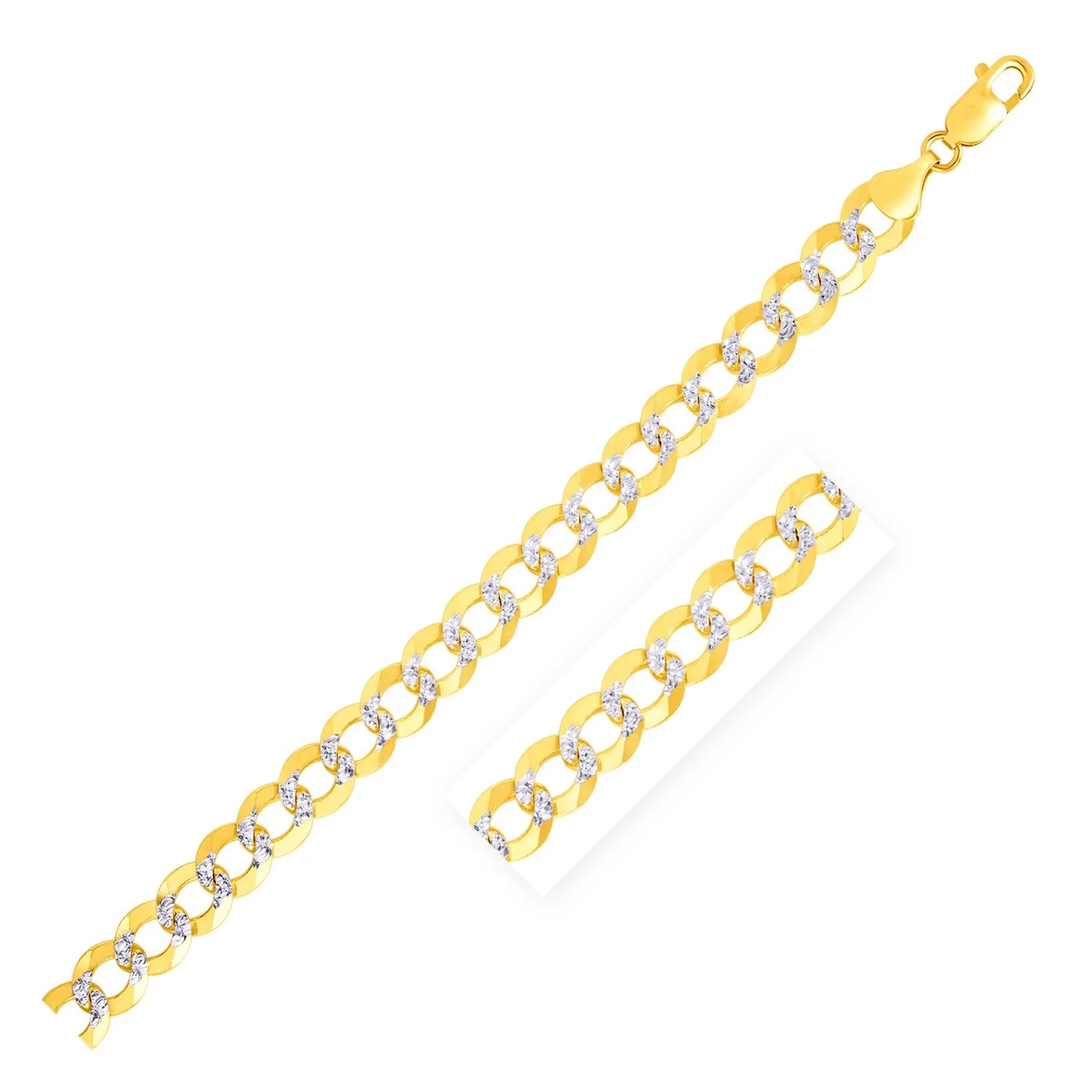 7.0 mm 14k Two Tone Gold Pave Curb Chain - Image 3