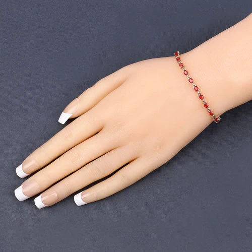 7.00 Carat Genuine Orange Sapphire 14K Yellow Gold Bracelet - Image 11