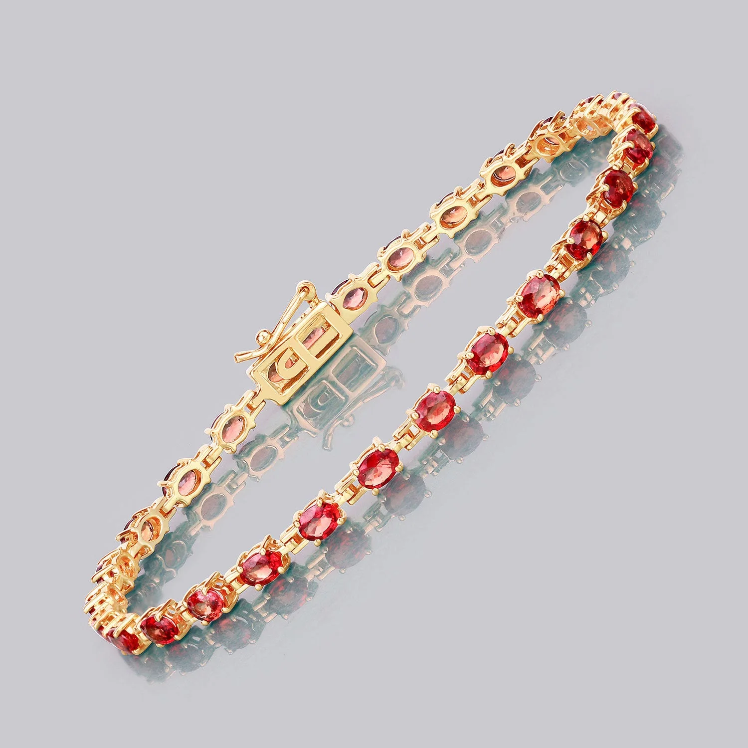 7.00 Carat Genuine Orange Sapphire 14K Yellow Gold Bracelet - Image 2