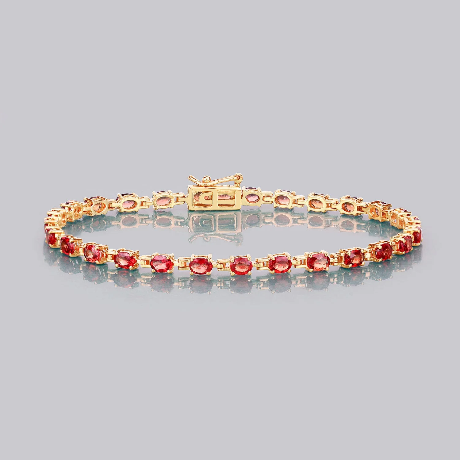 7.00 Carat Genuine Orange Sapphire 14K Yellow Gold Bracelet - Image 4
