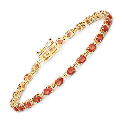 7.00 Carat Genuine Orange Sapphire 14K Yellow Gold Bracelet - Image 5