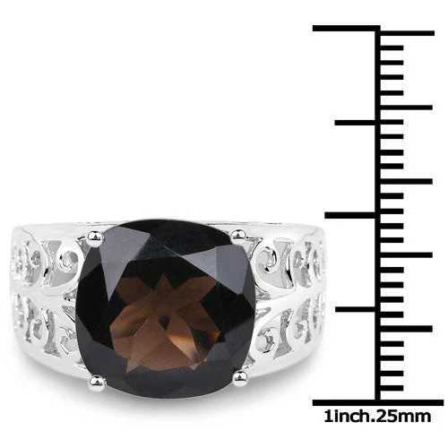 7.09 Carat Genuine Smoky Quartz .925 Sterling Silver Ring - Image 6