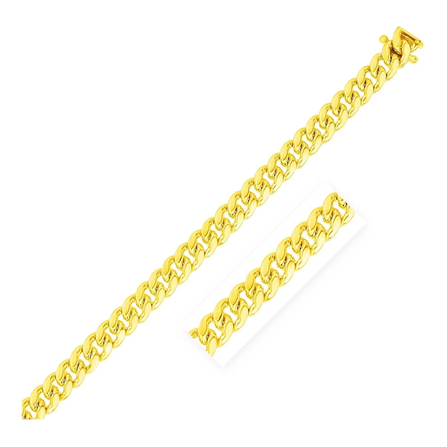 7.1mm 10k Yellow Gold Classic Miami Cuban Solid Chain - Image 4