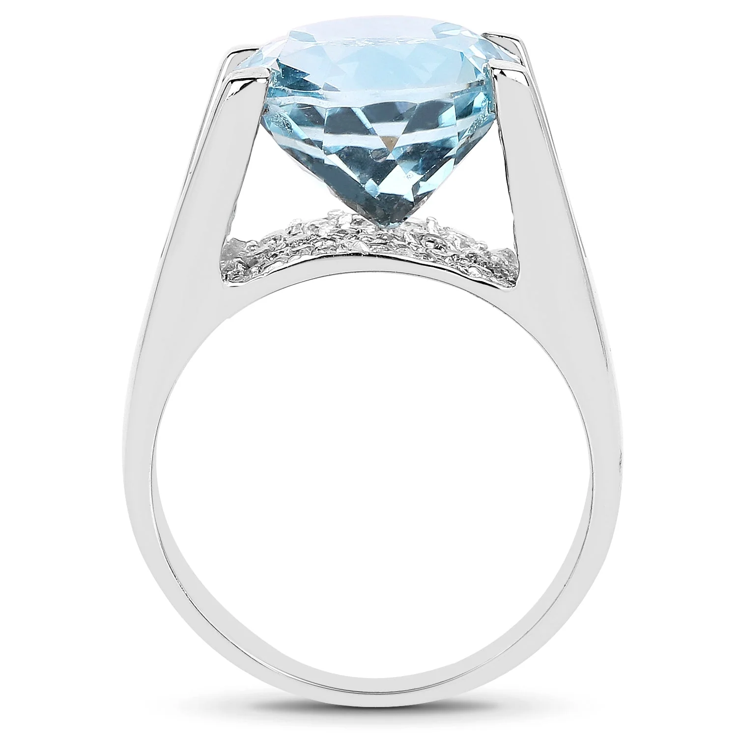 7.21 Carat Genuine Blue Topaz and White Cubic Zirconia .925 Sterling Silver Ring - Image 2