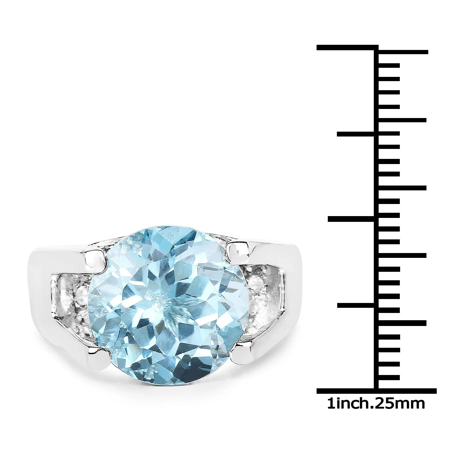 7.21 Carat Genuine Blue Topaz and White Cubic Zirconia .925 Sterling Silver Ring - Image 3