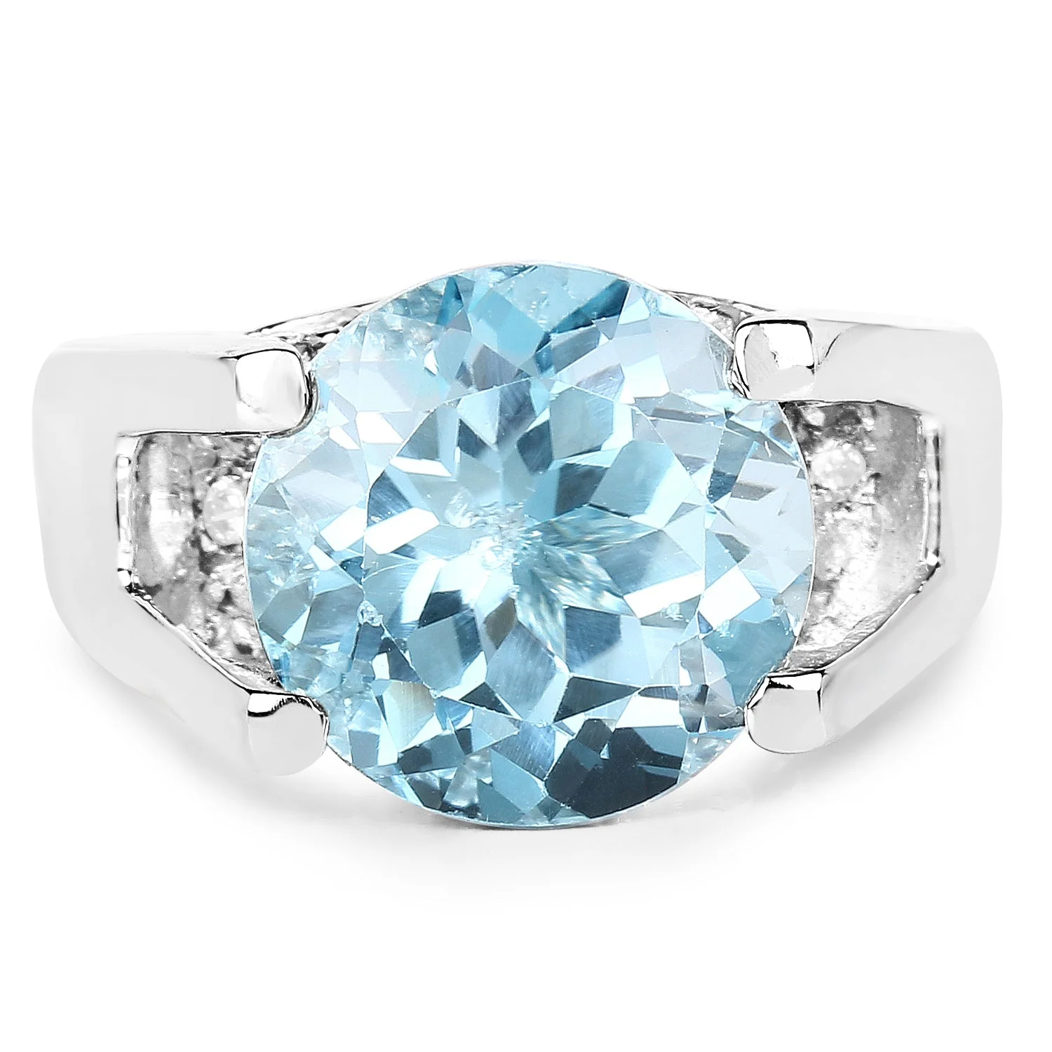 7.21 Carat Genuine Blue Topaz and White Cubic Zirconia .925 Sterling Silver Ring - Image 4