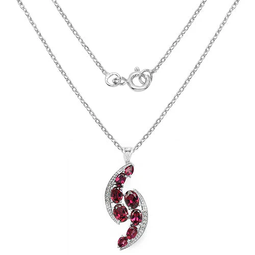 7.29 Carat Genuine Rhodolite & White Topaz .925 Sterling Silver Pendant - Image 4