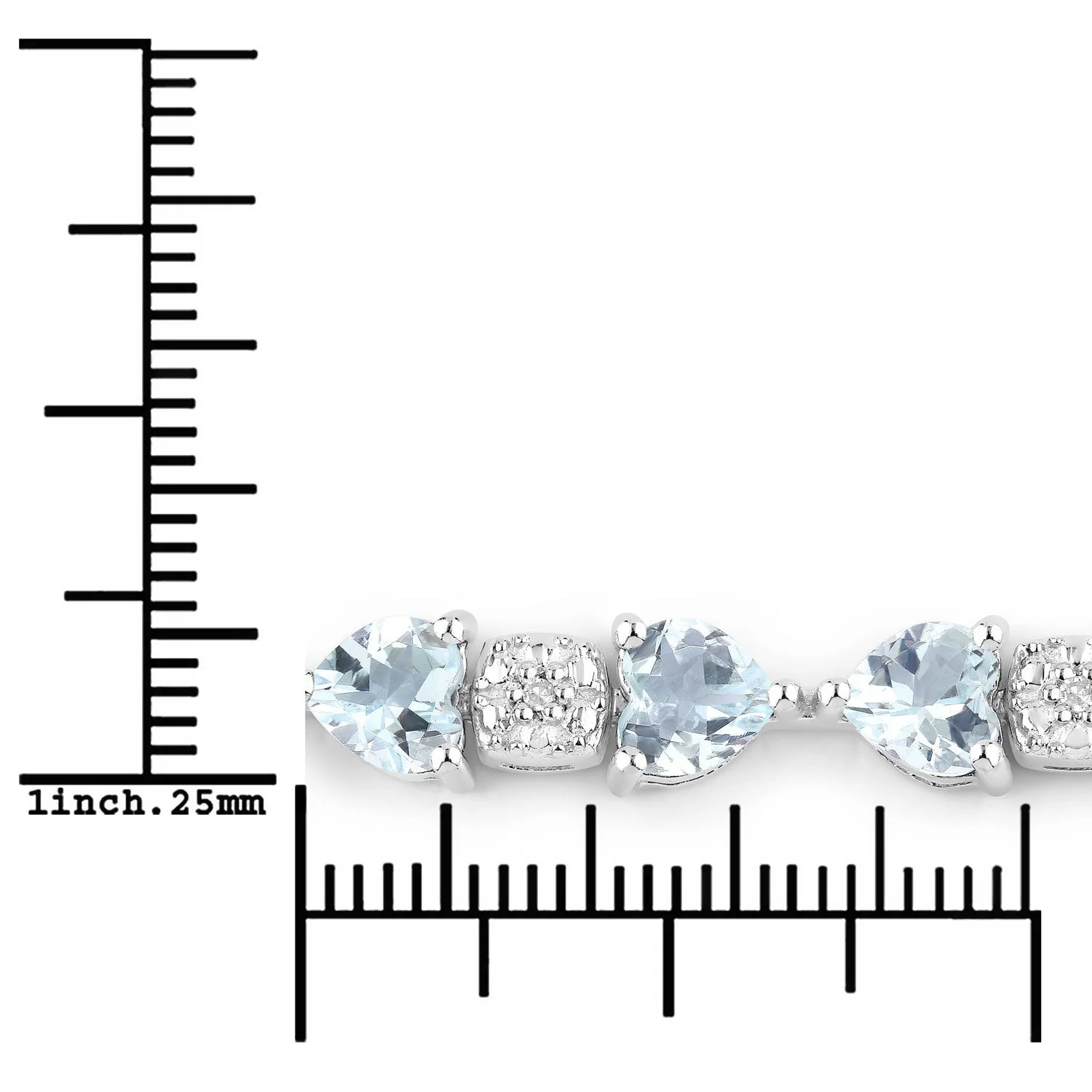 7.36 Carat Genuine Aquamarine and White Diamond .925 Sterling Silver Bracelet - Image 3