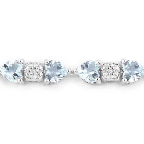 7.36 Carat Genuine Aquamarine and White Diamond .925 Sterling Silver Bracelet - Image 5