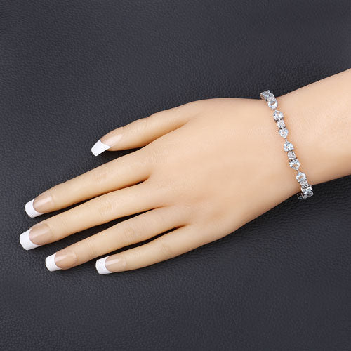 7.36 Carat Genuine Aquamarine and White Diamond .925 Sterling Silver Bracelet - Image 9