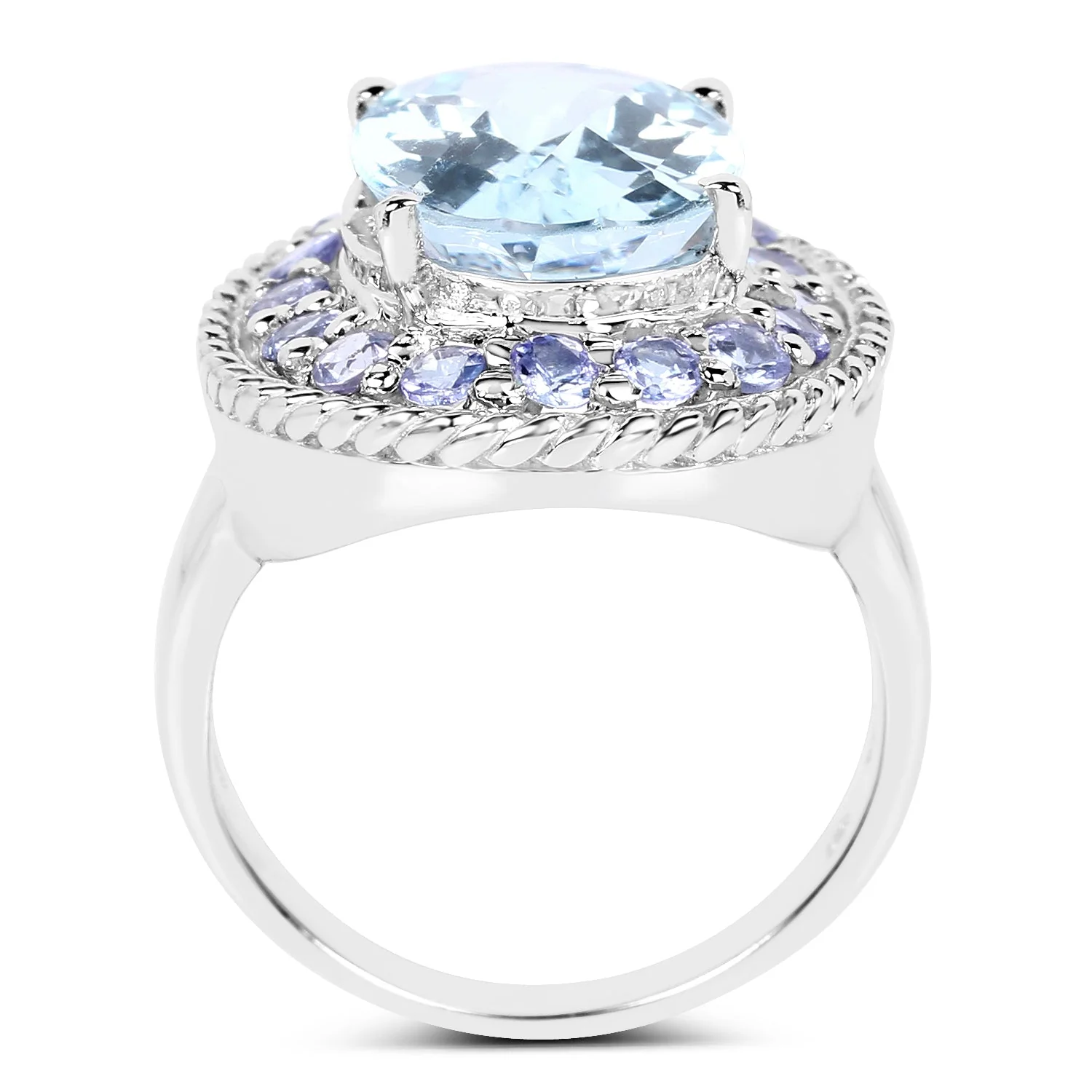7.41 Carat Genuine Blue Topaz and Tanzanite .925 Sterling Silver Ring - Image 2