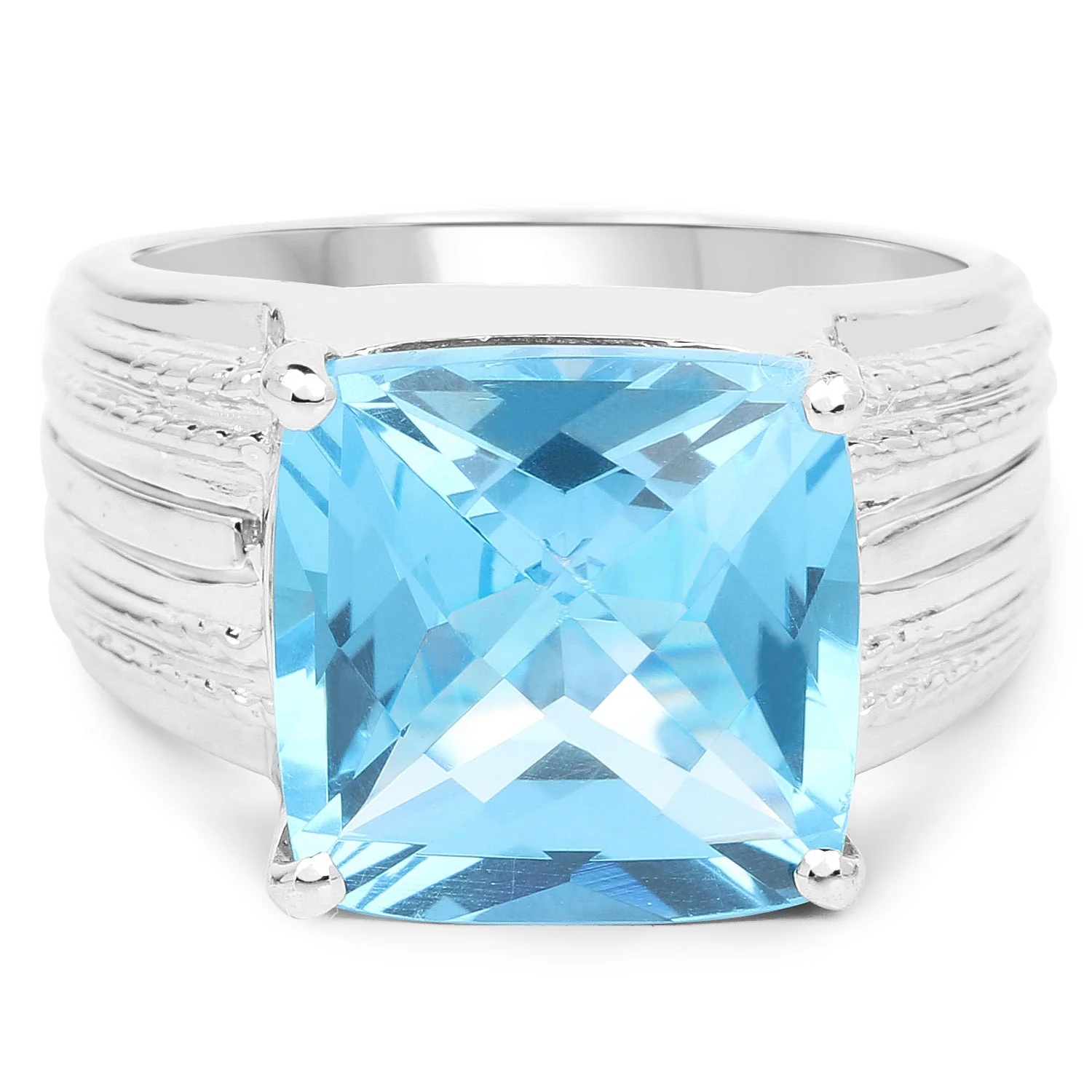 7.50 Carat Genuine Swiss Blue Topaz .925 Sterling Silver Ring - Image 3