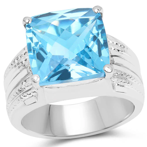 7.50 Carat Genuine Swiss Blue Topaz .925 Sterling Silver Ring - Image 4