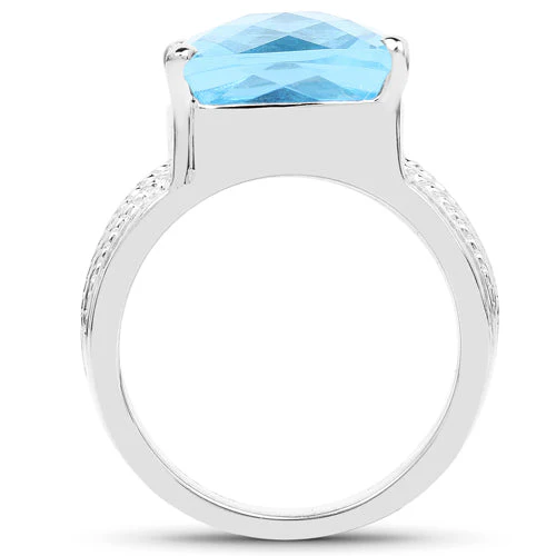 7.50 Carat Genuine Swiss Blue Topaz .925 Sterling Silver Ring - Image 5