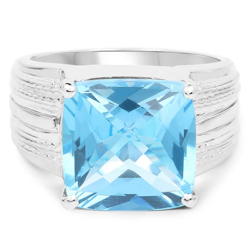 7.50 Carat Genuine Swiss Blue Topaz .925 Sterling Silver Ring - Image 6