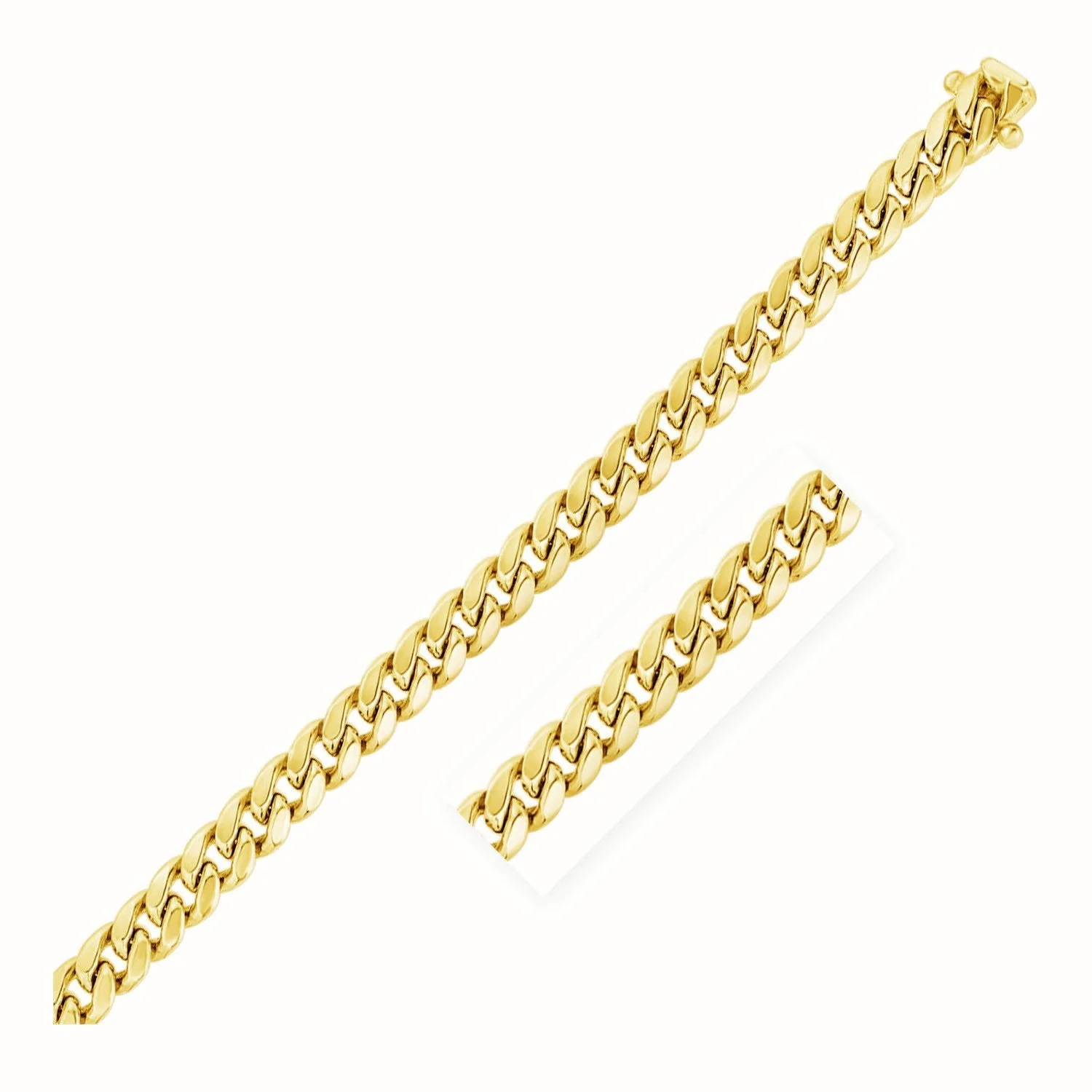 7.5mm 14k Yellow Gold Semi Solid Miami Cuban Chain - Image 5