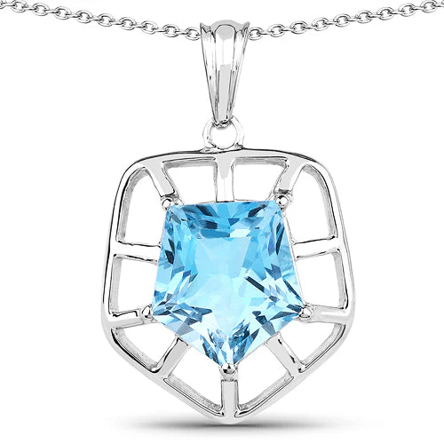 7.60 Carat Genuine Blue Topaz .925 Sterling Silver Pendant - Image 3