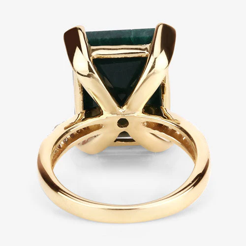 7.64 Carat Dyed Emerald and White Diamond .925 Sterling Silver Ring - Image 10