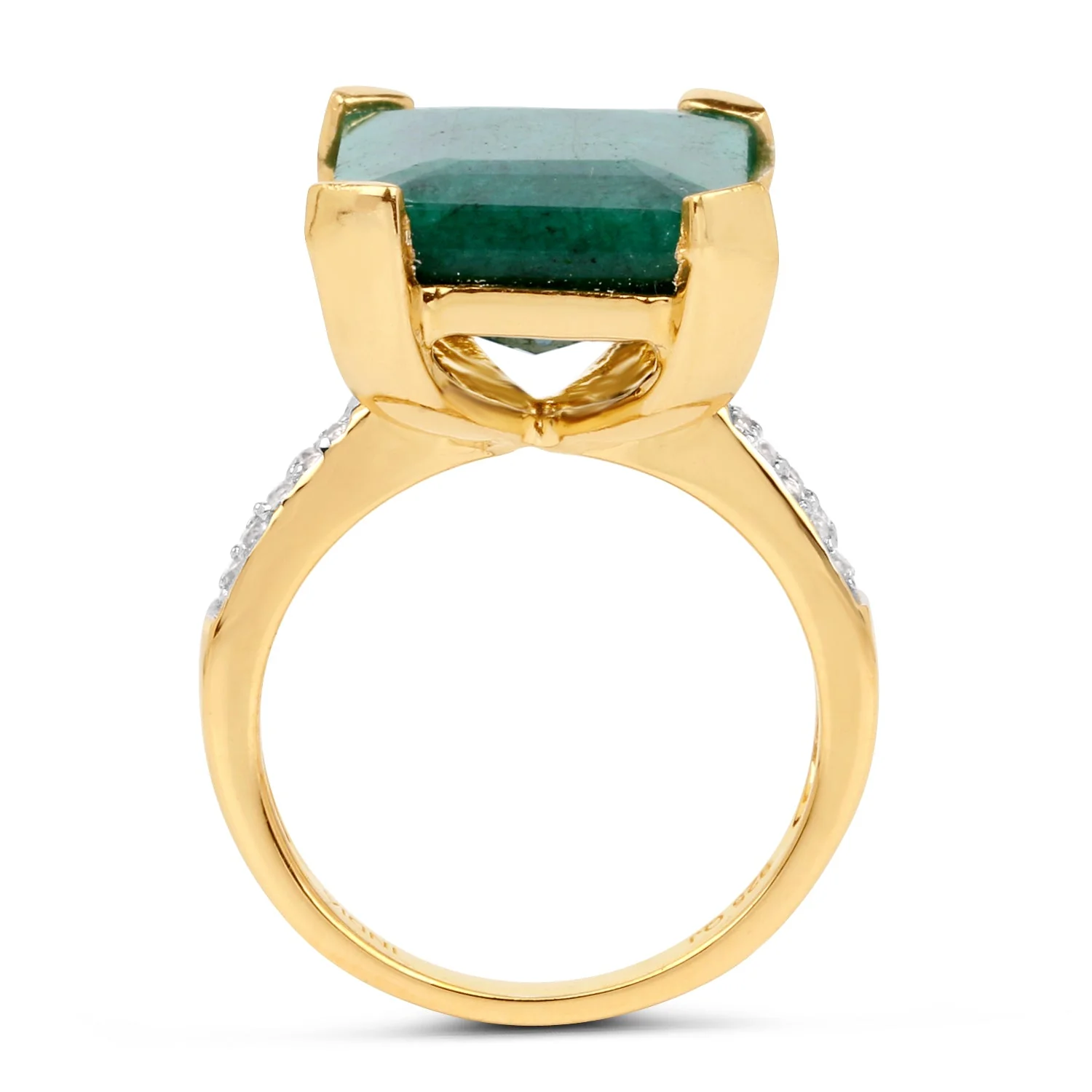7.64 Carat Dyed Emerald and White Diamond .925 Sterling Silver Ring - Image 2