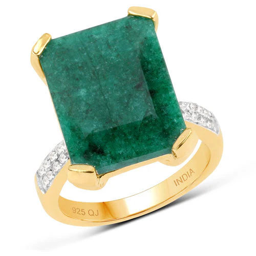 7.64 Carat Dyed Emerald and White Diamond .925 Sterling Silver Ring - Image 5
