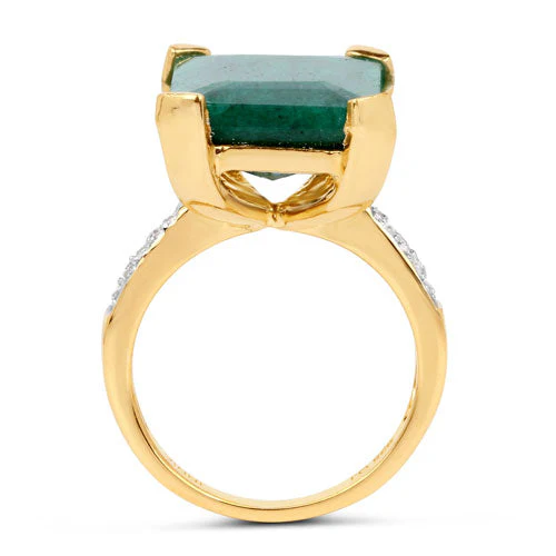 7.64 Carat Dyed Emerald and White Diamond .925 Sterling Silver Ring - Image 6