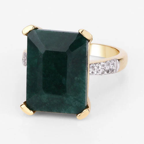 7.64 Carat Dyed Emerald and White Diamond .925 Sterling Silver Ring - Image 8