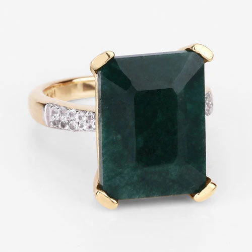 7.64 Carat Dyed Emerald and White Diamond .925 Sterling Silver Ring - Image 9