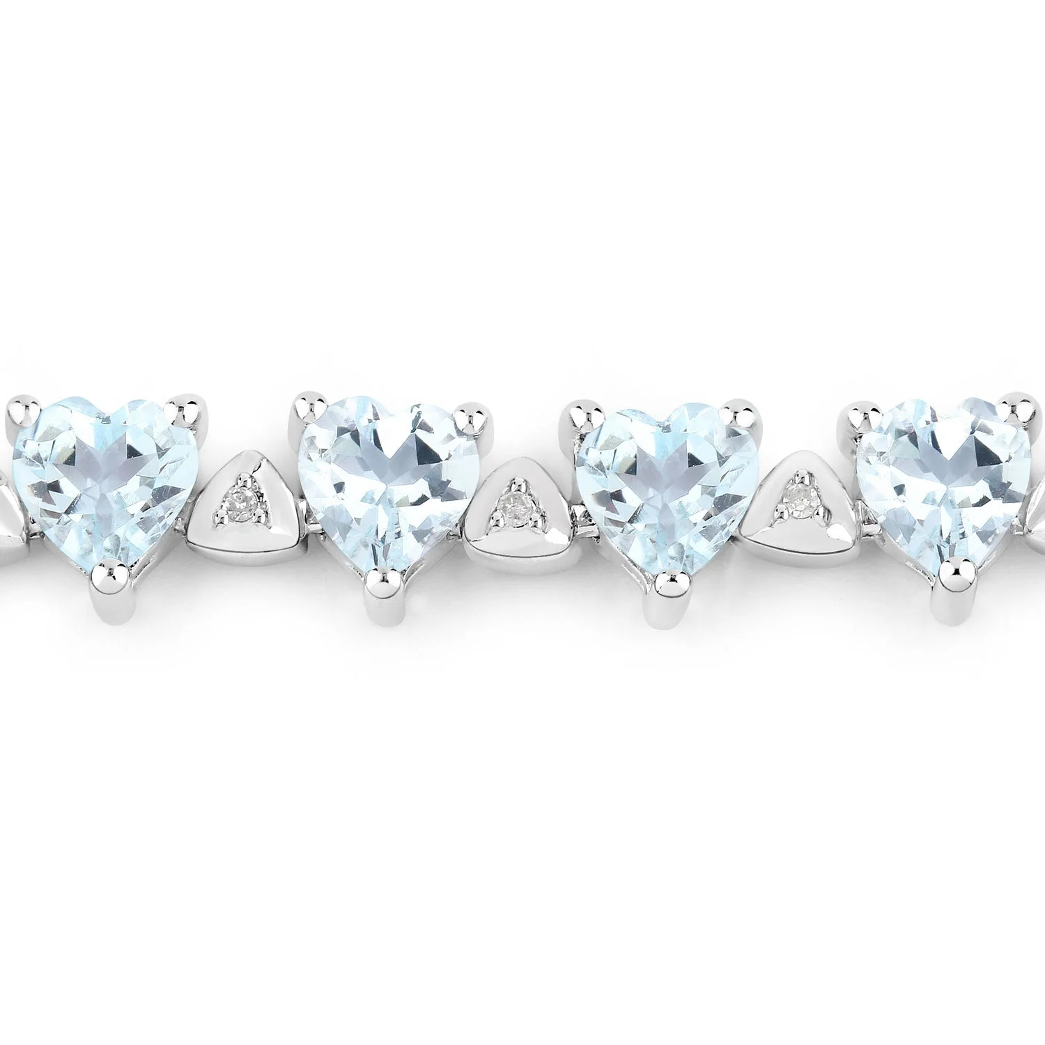 7.71 Carat Genuine Aquamarine and White Diamond .925 Sterling Silver Bracelet - Image 2
