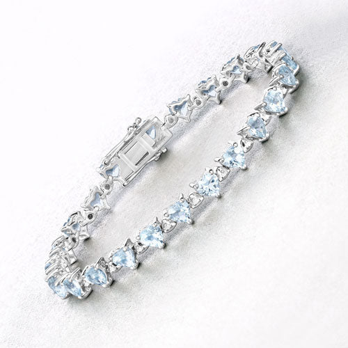 7.71 Carat Genuine Aquamarine and White Diamond .925 Sterling Silver Bracelet - Image 7