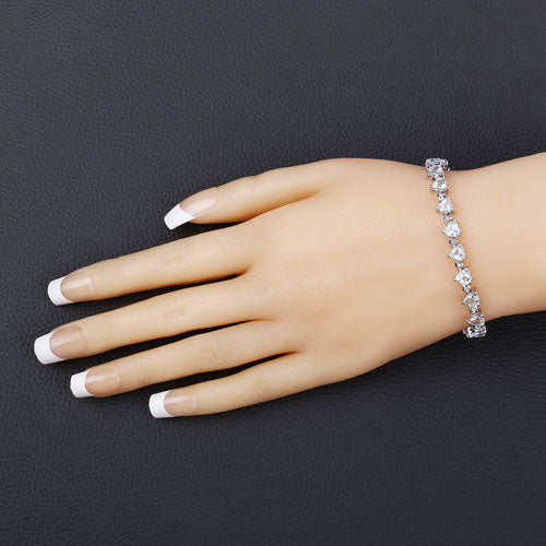 7.71 Carat Genuine Aquamarine and White Diamond .925 Sterling Silver Bracelet - Image 9