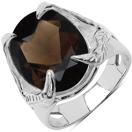 7.80 Carat Genuine Smoky Quartz .925 Sterling Silver Ring - Image 2
