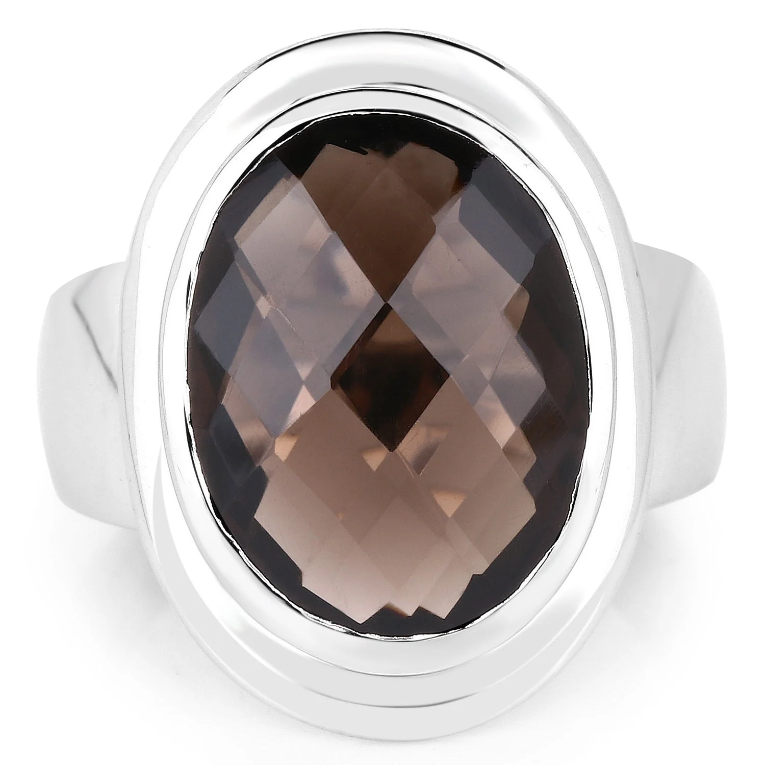 7.90 Carat Genuine Smoky Quartz .925 Sterling Silver Ring - Image 3