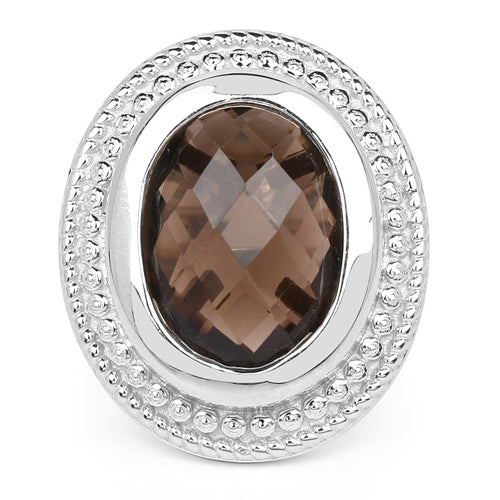 7.90 Carat Genuine Smoky Quartz .925 Sterling Silver Ring - Image 6