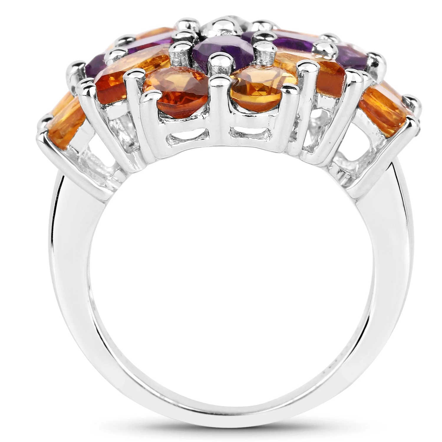 7.96 Carat Genuine Amethyst & Madeira Citrine .925 Sterling Silver Ring - Image 2