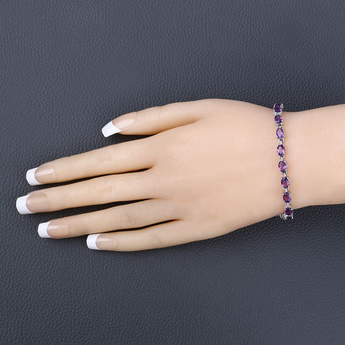 7.98 Carat Genuine Amethyst .925 Sterling Silver Bracelet - Image 10