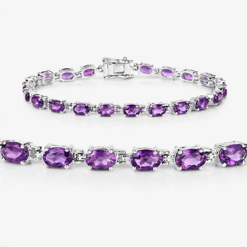 7.98 Carat Genuine Amethyst .925 Sterling Silver Bracelet - Image 12