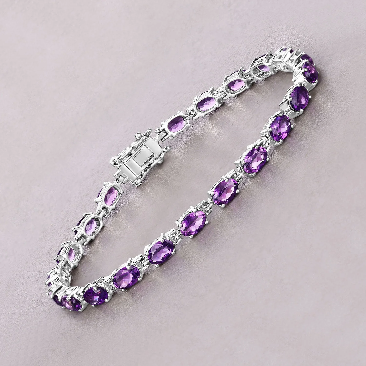 7.98 Carat Genuine Amethyst .925 Sterling Silver Bracelet - Image 4