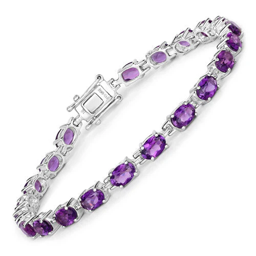 7.98 Carat Genuine Amethyst .925 Sterling Silver Bracelet - Image 5