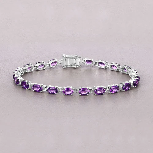 7.98 Carat Genuine Amethyst .925 Sterling Silver Bracelet - Image 9
