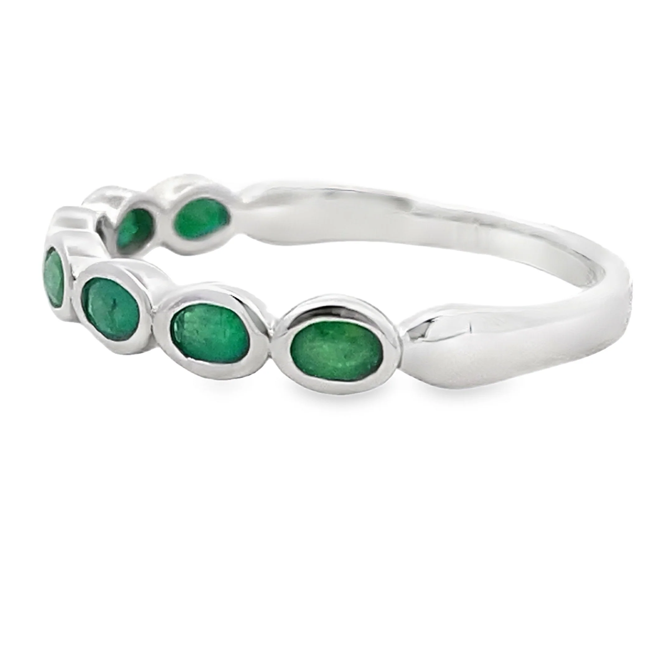 .74ct Emerald Fashion band rings 14KT White Gold - Image 2