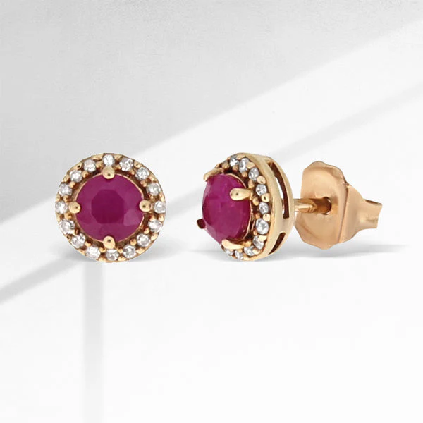 .77ct Ruby Diamond Stud Earrings 10KT Rose Gold - Image 3