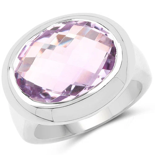 8.00 Carat Genuine Pink Amethyst .925 Sterling Silver Ring - Image 4