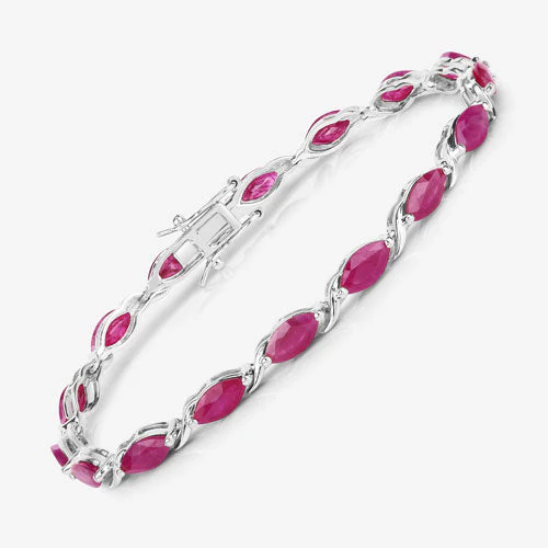 8.00 Carat Genuine Ruby 10K White Gold Bracelet - Image 10
