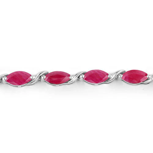 8.00 Carat Genuine Ruby 10K White Gold Bracelet - Image 2