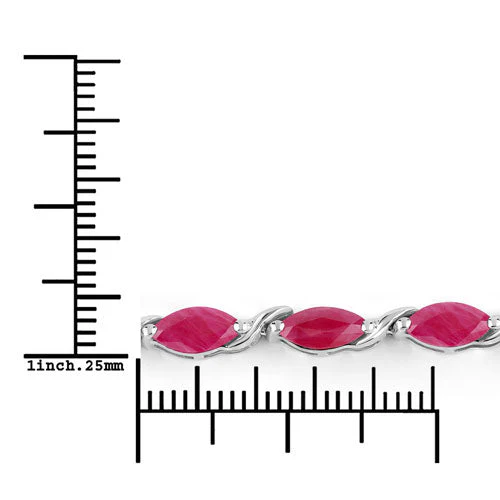 8.00 Carat Genuine Ruby 10K White Gold Bracelet - Image 3